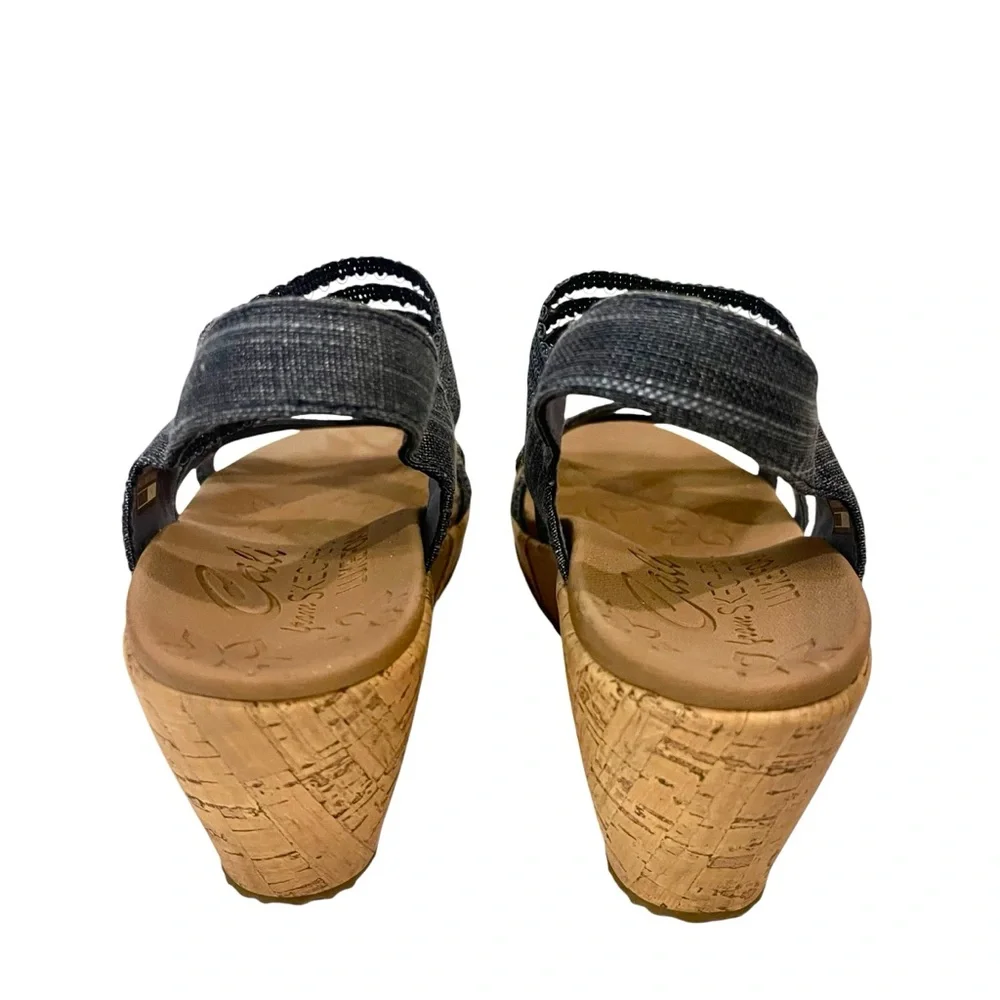 Women's SKECHERS Beverley Wedges Sandals Shoes Blue - Picture 3 of 7